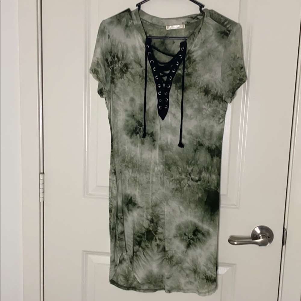 Green Tie-die Mini dress